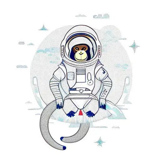 A monkey in a futuristic space suit riding a dragon tattoo design idea