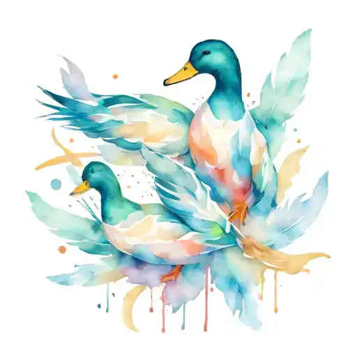 duck feathers tattoo design idea