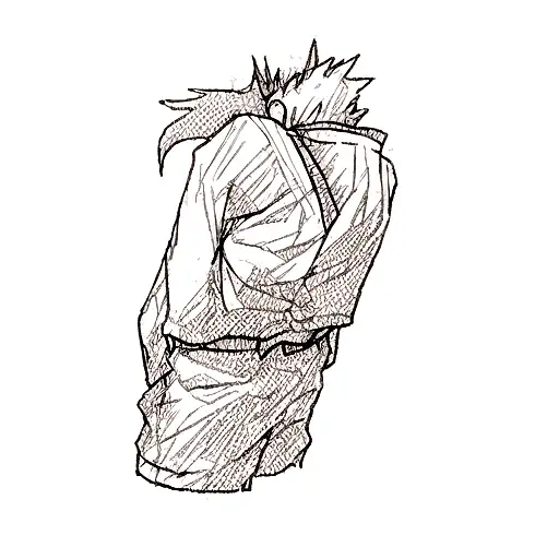 a sleeve with chainsaw man inside tattoo design idea