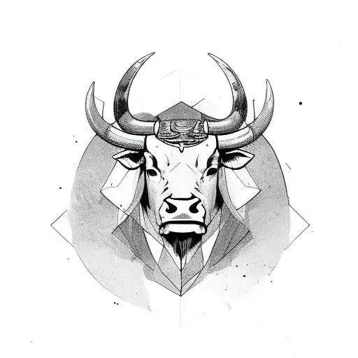 bull with horns tattoo design idea