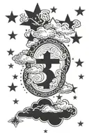 Clouds with 3 stars and dollar sign at the bottom  tattoo design idea