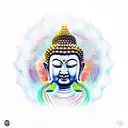 Buddha with forked serpent tongue in the style of Alex Grey tattoo design idea