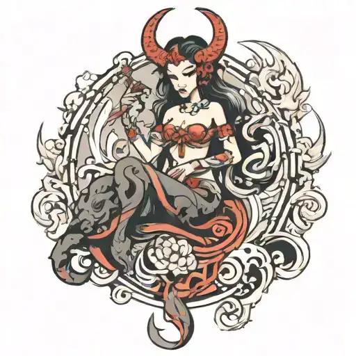 demon goddess tattoo design idea