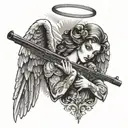 angel with a shotgun  tattoo design idea