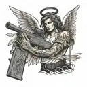 angel with a shotgun  tattoo design idea