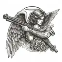 angel with a shotgun  tattoo design idea