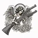 angel with a shotgun  tattoo design idea