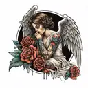 wounded angel tattoo design idea