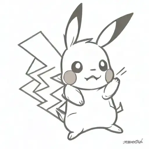 tiny pikachu pokemon tattoo design idea