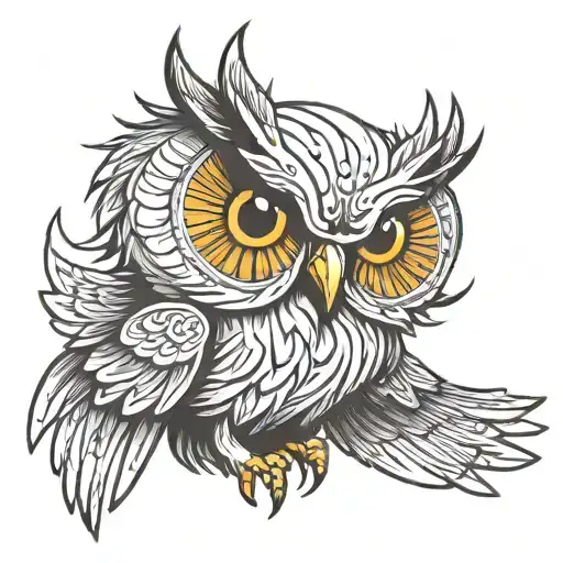 Owl spreads its wings tattoo design idea
