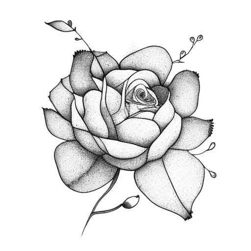 A minimalist line drawing of a student holding a bouquet of their favorite flowers, symbolizing self-care and appreciation tattoo design idea