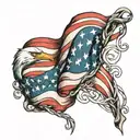 father son american flag intertwined tattoo design idea