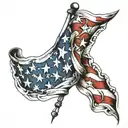 father son american flag intertwined tattoo design idea