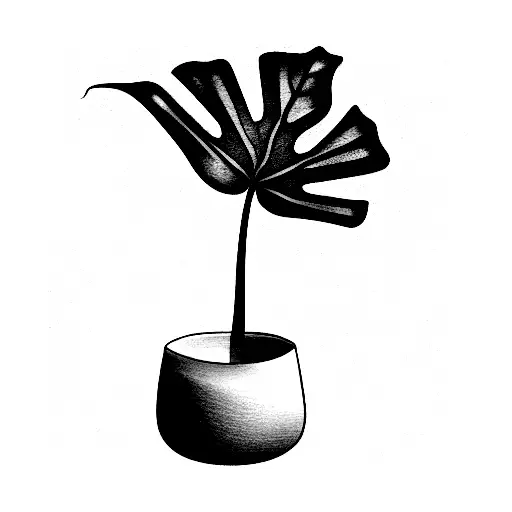 Draw a unique tattoo of monstera and DYPSIS LUTESCENS plant  you can design it in a pretty vase or other unique objects. tattoo design idea