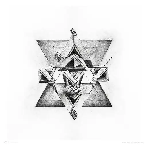 three arms holding each others in triangle tattoo design idea