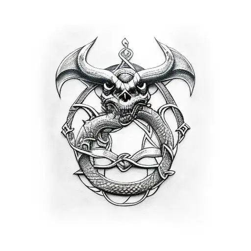 Rose Vikings Dragons Pirates  tattoo design idea