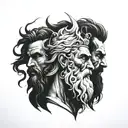 Zeus, hades, and Poseidon without face tattoo design idea