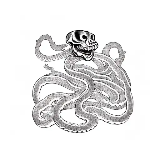 the skeleton of a snake tattoo design idea