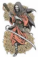 itachi grim reaper with scythe tattoo design idea