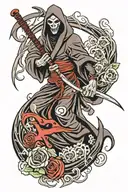 itachi grim reaper with scythe tattoo design idea