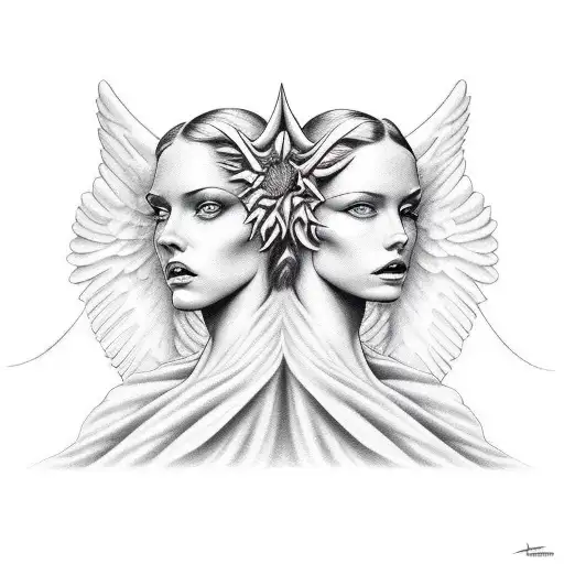 angel and devil sexy tattoo design idea
