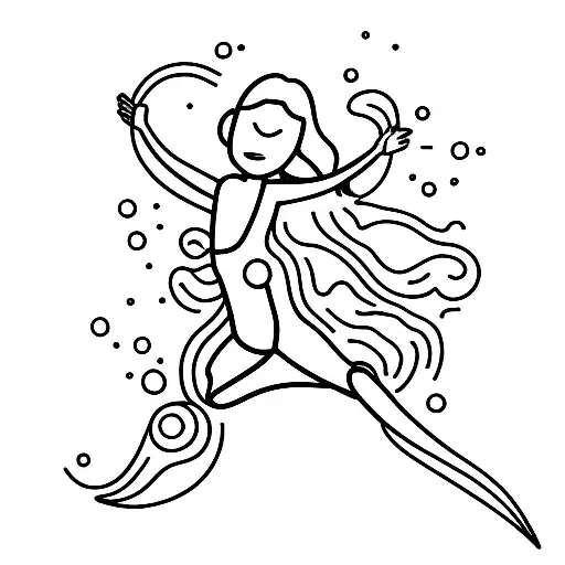 diving girl with bodysuit into the space tattoo design idea