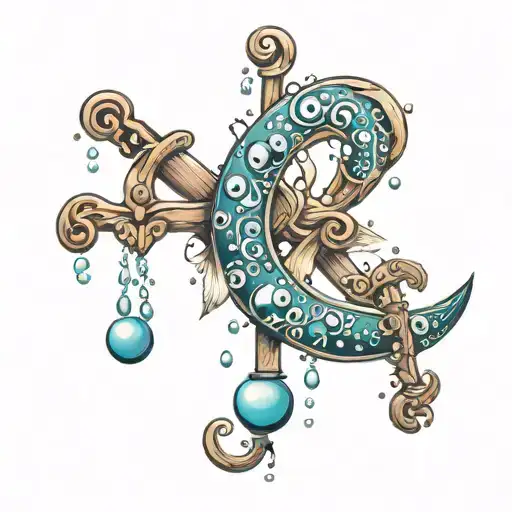 Mariner's cross with bubbles tattoo design idea