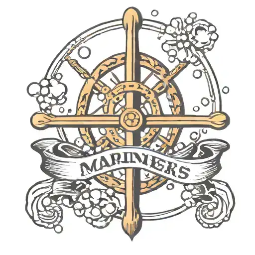 Mariner's cross with bubbles tattoo design idea