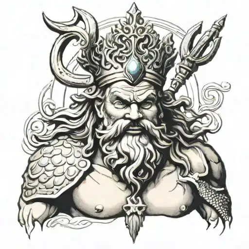 king Neptune tattoo design idea