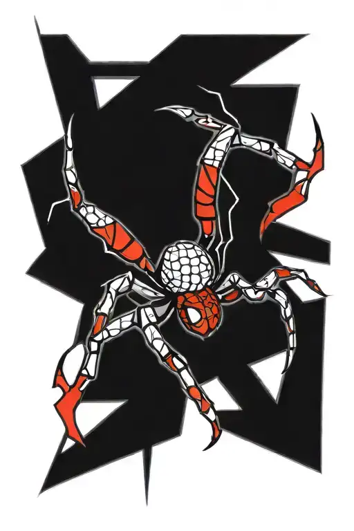 spider with 42 number and red accents  tattoo design idea