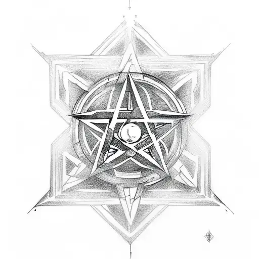 supernatural tv series tattoo pentagram cyberpunk tattoo design idea