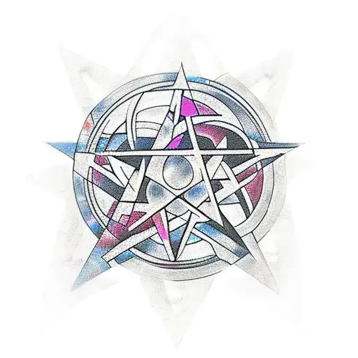 supernatural tv series tattoo pentagram cyberpunk tattoo design idea
