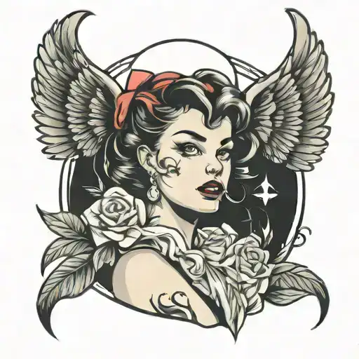 boring pinup girl tattoo design idea