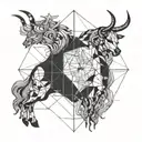 sagittarius and taurus tattoo design idea