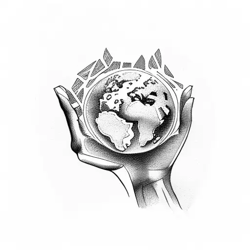 hand holding the world tattoo design idea