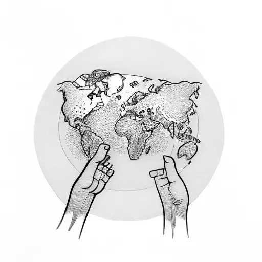 hand holding the world tattoo design idea