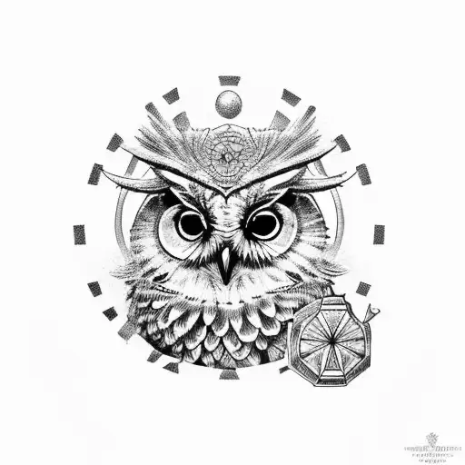 pine cone, horus eye, owl  tattoo design idea