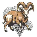 an angry goat that has illuminati and mason details tattoo design idea