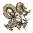 an angry goat that has illuminati and mason details tattoo design idea