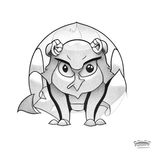 cartoon characters from 90s im one frame all together tattoo design idea