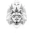 A tattoo design that merges the majesty of an Egyptian pharaoh with the strength of a lion. The pharaoh should be portra tattoo design idea