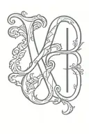 the letter H on my left arm, the letter L on my right arm, done in some kind of old english script tattoo design idea