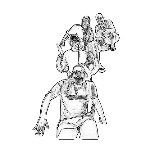 a group of people posing for a picture tattoo design idea