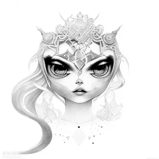 2 daughters tattoo design idea