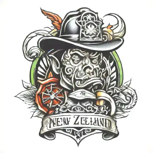 new Zealand firefighter 5 years services   tattoo design idea