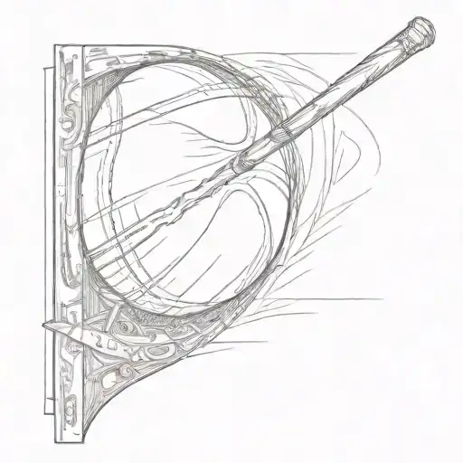 A sketch of a cricket ball hitting a movie theater screen tattoo design idea