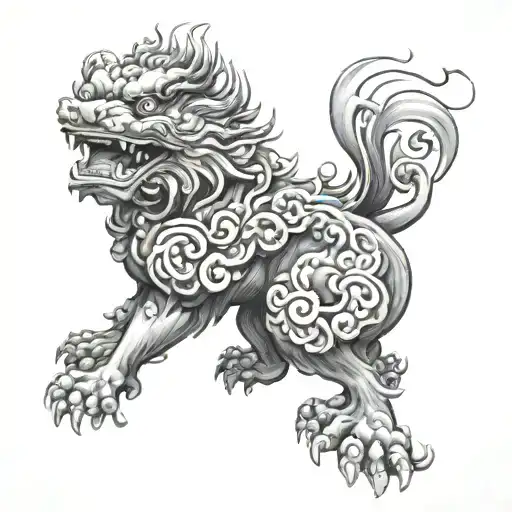 chinese foo dog roar tattoo design idea