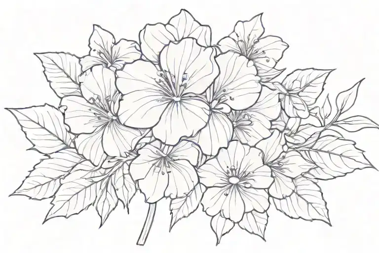 fine line violet flower with stem as jsk,sv,yev tattoo design idea
