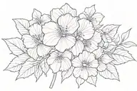 fine line violet flower with stem as jsk,sv,yev tattoo design idea