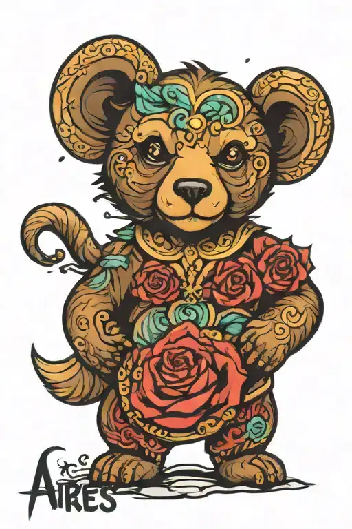 Aries hurricane bear color tattoo tattoo design idea